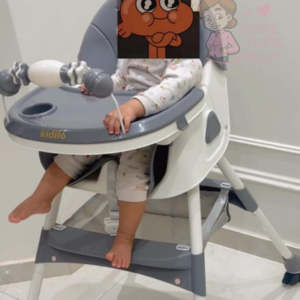 Kidillo high chair 2 levels foldable E _660 back levels - Grey - Image 3